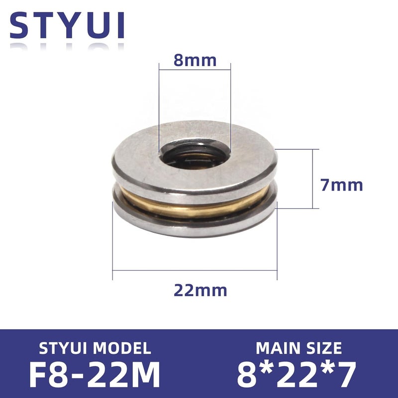 STYUI (10Pcs) F8-22M Miniature Thrust Ball Bearings 8mm x 22mm x 7mm Miniature Plane Thrust Bearings Chrome Steel One Way - Image 3